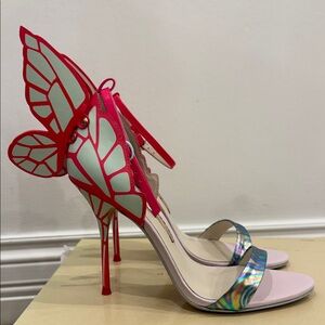 Sophia Webster Butterfly Heels 37 Holographic Strap Iconic Angel Wings Sandals